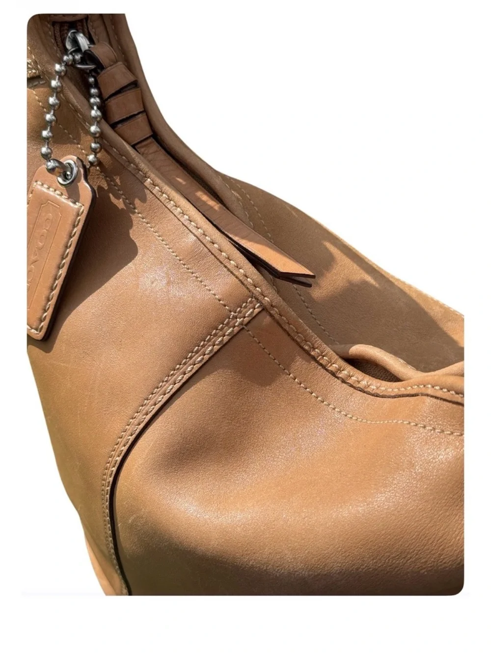 Coach Bleecker F13358 Tan Leather Bucket Hobo Shoulder Bag